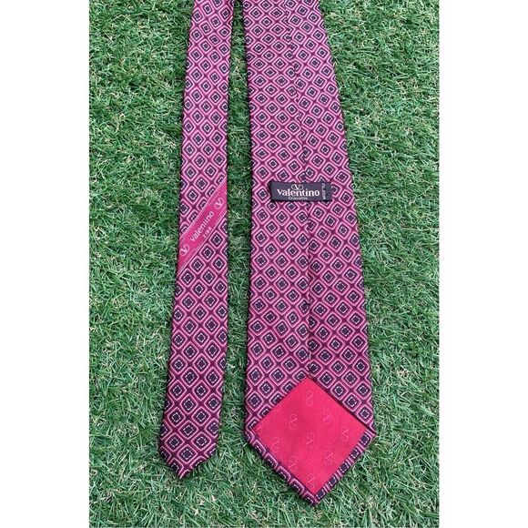 VALENTINO Cravatte VINTAGE MCM Silk NECKTIE Tie RED PRINT AUTHENTIC - Picture 3 of 4